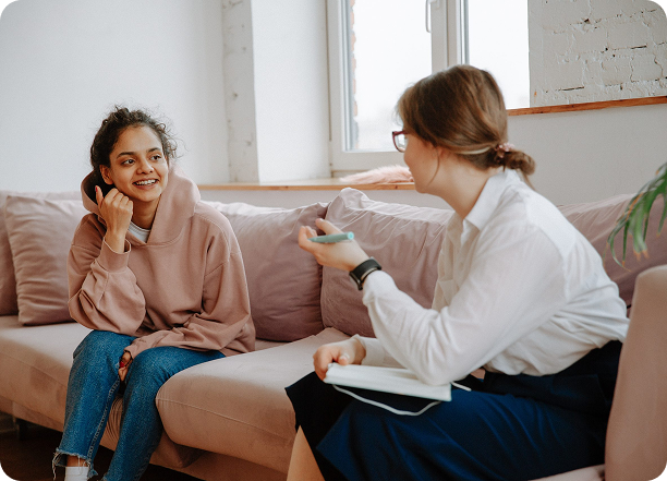 Two people having a therapy session